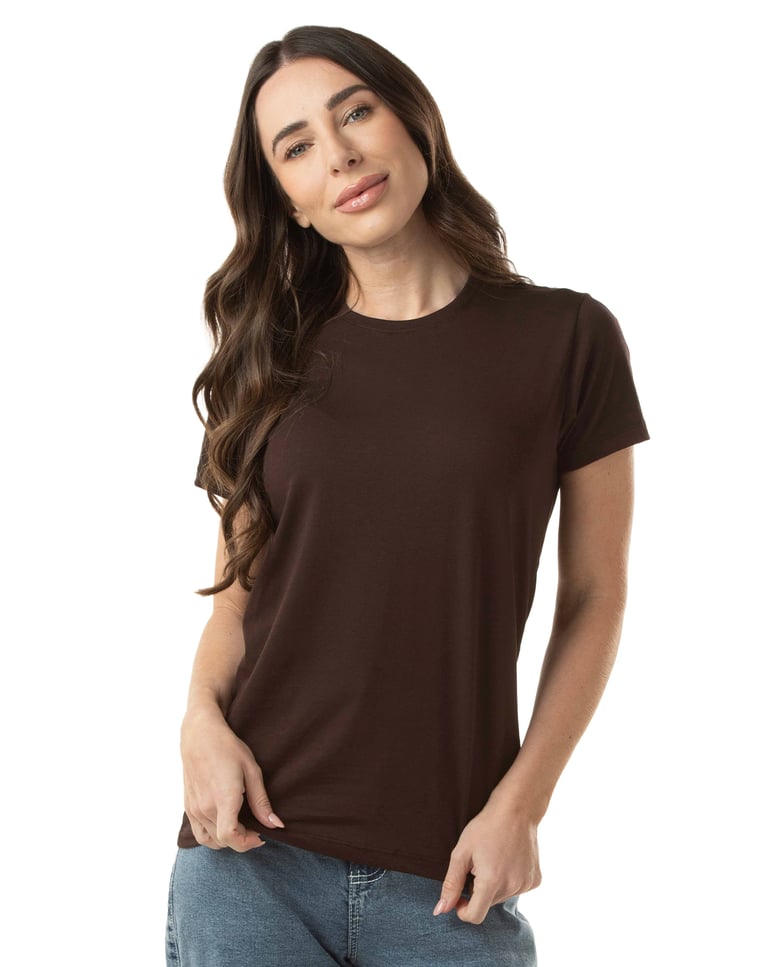 Camiseta de Algodão Egípcio Feminina Marrom Café