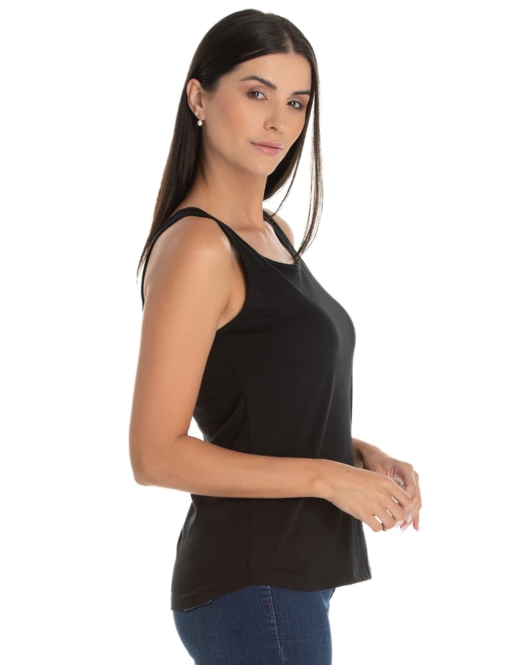Regata Feminina de Algodão Premium Preta