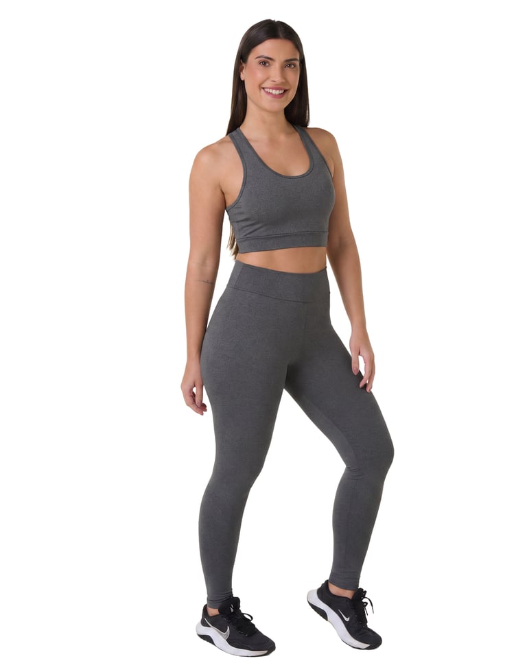Conjunto Fitness Feminino Cinza Mescla 03