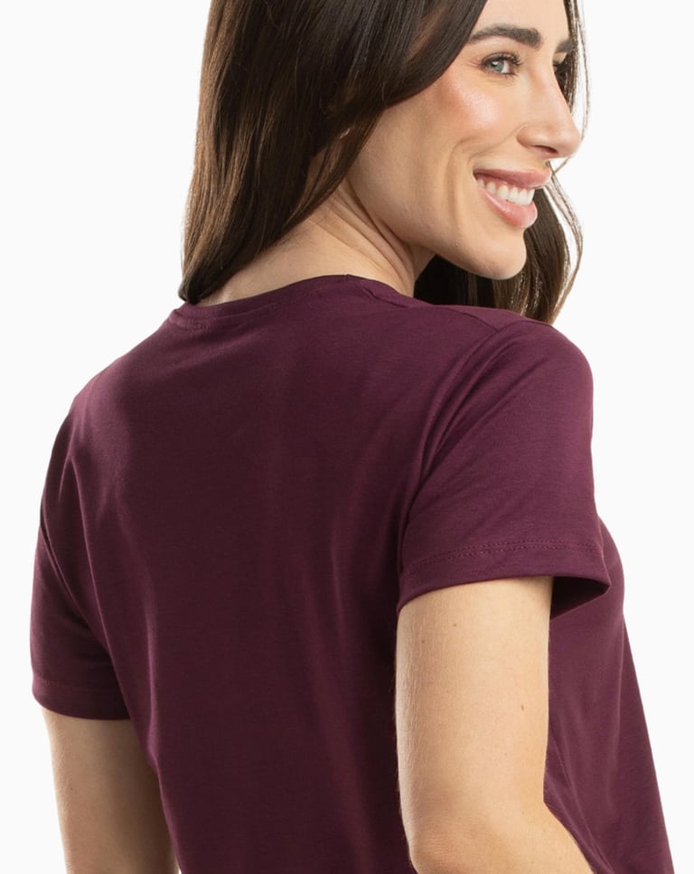 Camiseta de Algodão Egípcio Feminina Bordô