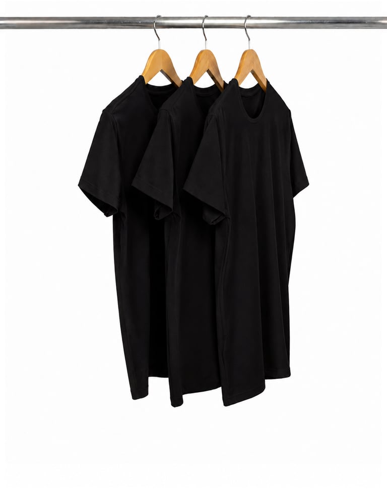 Kit 3 Camisetas de Algodão Egípcio Pretas Masculinas