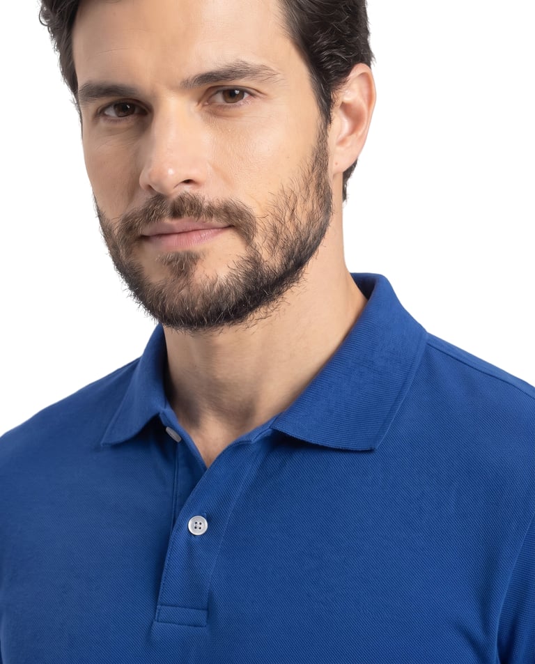 Camisa Polo Piquet Masculina Azul Royal