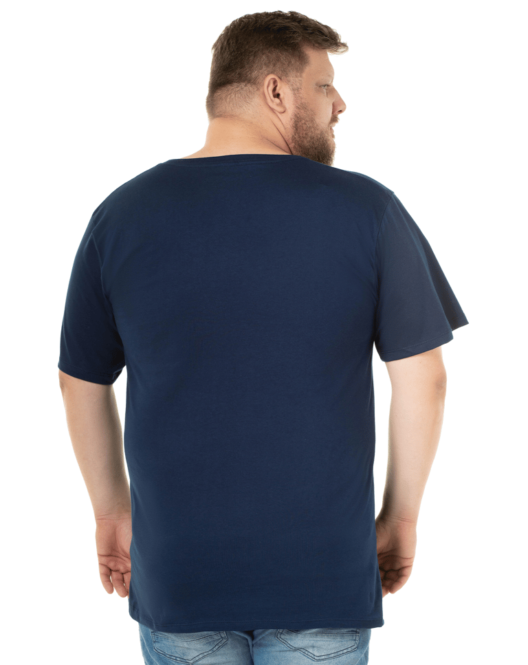 Kit 3 Camisetas Masculinas Plus Size De Algodão Azul Marinho