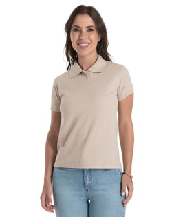 Camisa Polo Piquet Feminina Areia