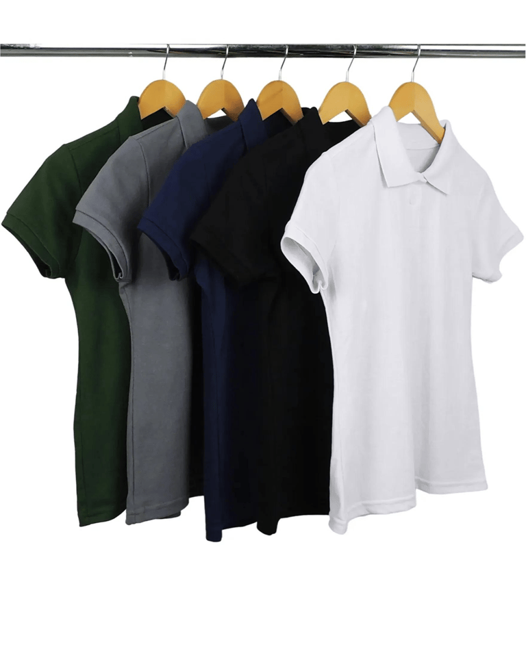 Kit 5 Camisas Polo Piquet Feminina 18