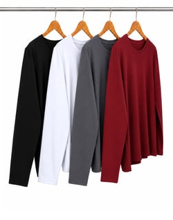 Kit 4 Camisetas Masculinas Manga Longa de Algodão Penteado 05