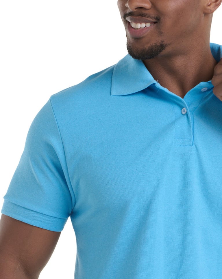 Camisa Polo Piquet Masculina Azul Claro