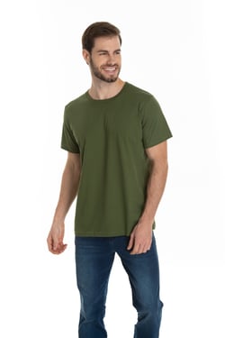 Camiseta de Algodão Premium Verde Militar