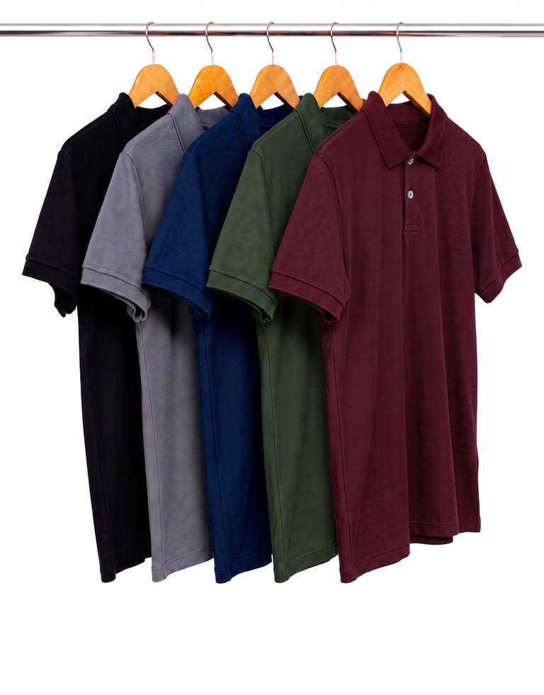 Kit 5 Camisas Polo Piquet Masculinas