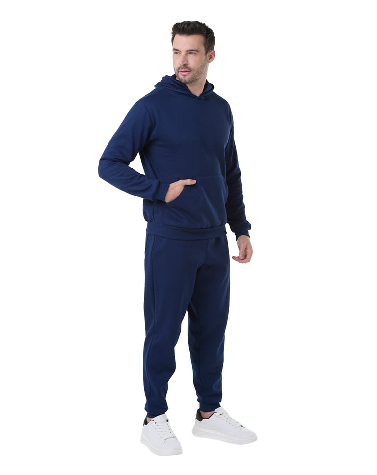 Conjunto Moletom Masculino com Capuz Azul Marinho 04