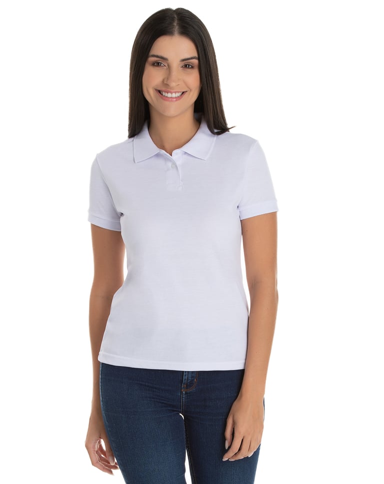 Camisa Polo Piquet Feminina Branca