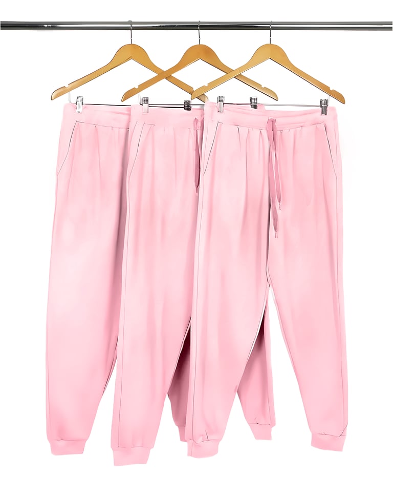 Kit 3 Calças Femininas de Moletom Rosa Claro