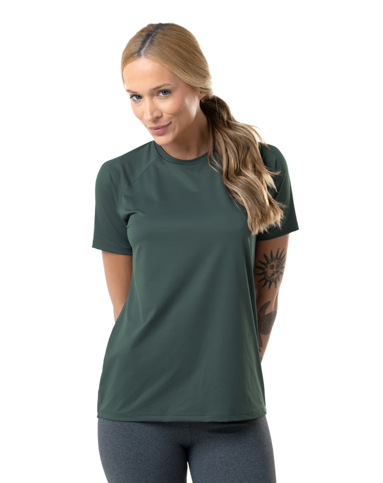 Camiseta Feminina Dry Poliamida Raglan Cinza Chumbo