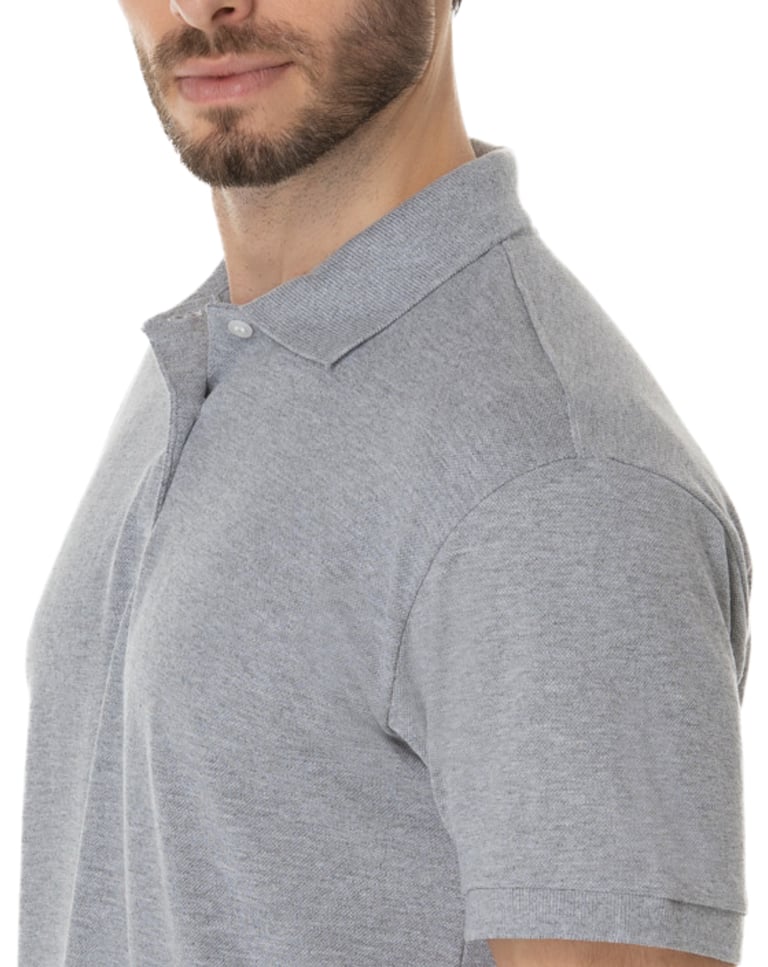 Camisa Polo Piquet Masculina Cinza Mescla