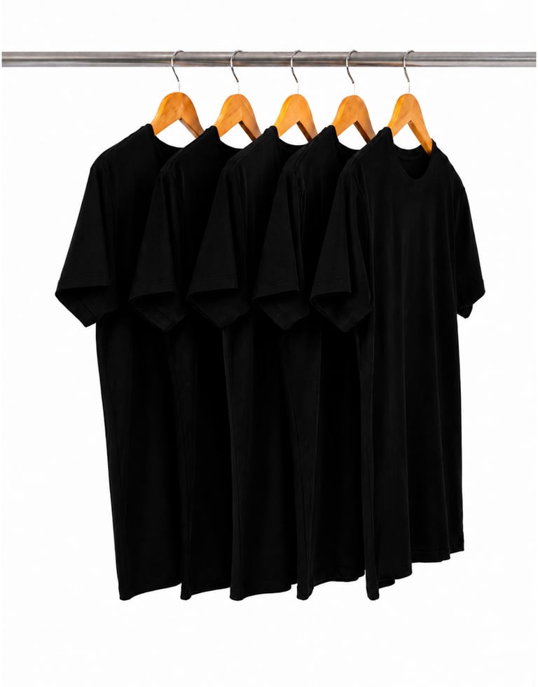 KIT 5 Camisetas Masculinas de Algodão Premium Pretas