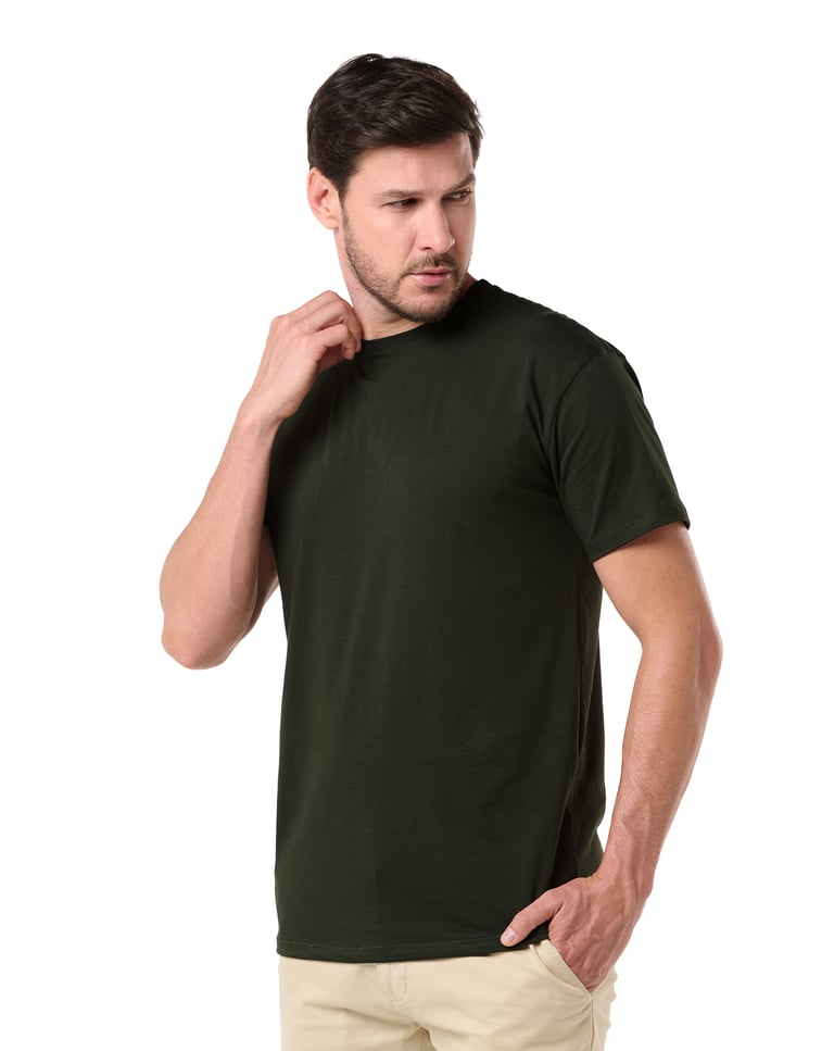 Camiseta Premium Algodão Egípcio Verde Musgo