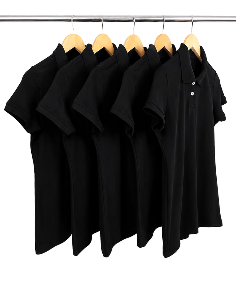 KIT 5 Camisas Polo Piquet Feminina Preta