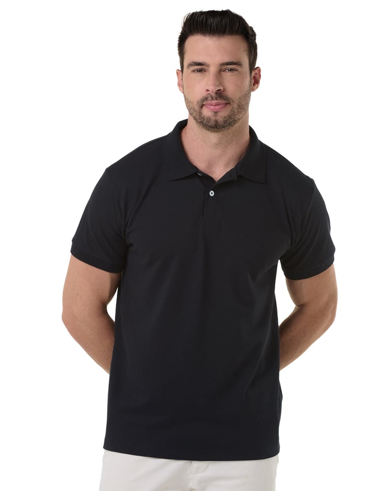 Camisa Polo Piquet Masculina Preta