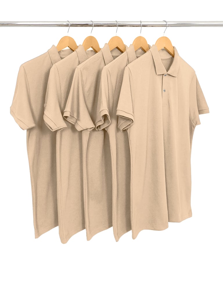 KIT 5 Camisas Polo Piquet Masculina Areia
