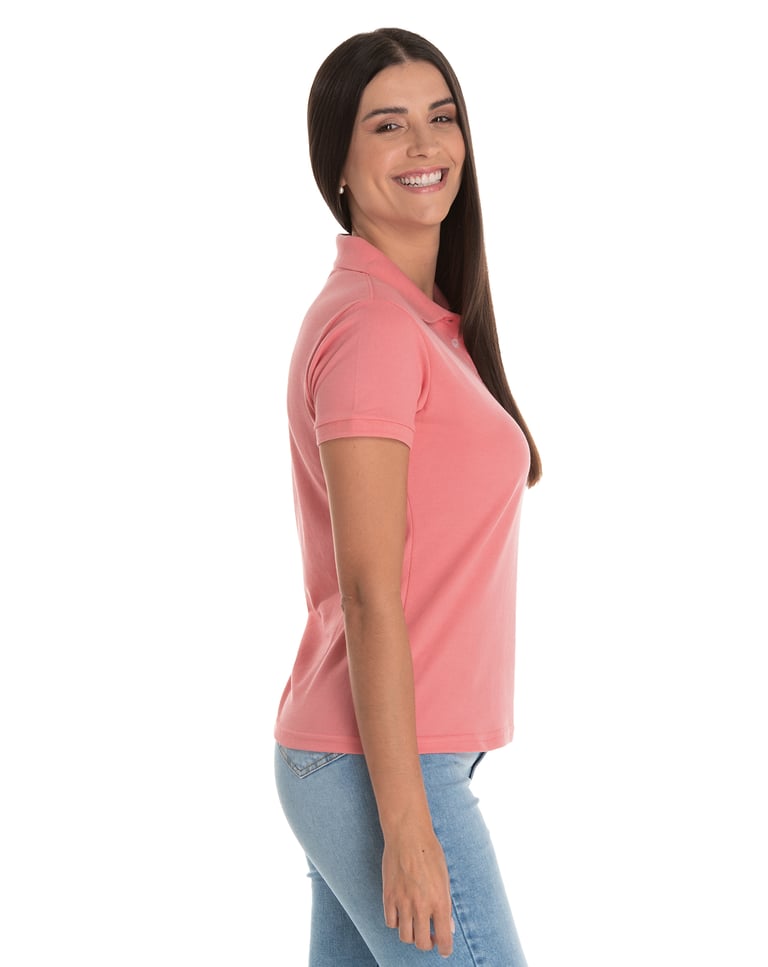 Camisa Polo Piquet Feminina Salmão