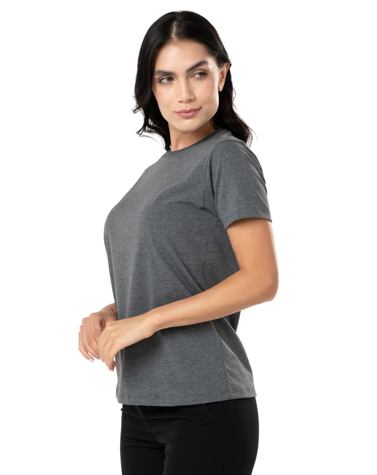 Camiseta de Algodão Egípcio Feminina Mescla Escuro