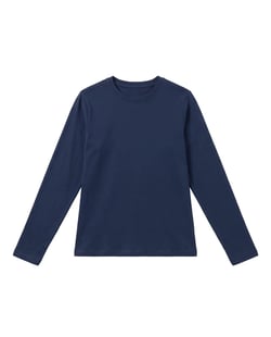 Camiseta Feminina Manga Longa de Algodão Premium Azul Marinho