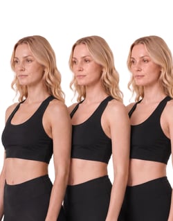 Kit 3 Tops Nadador Fitness Feminino Preto