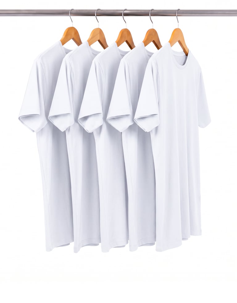 KIT 5 Camisetas Masculinas de Algodão Premium Brancas