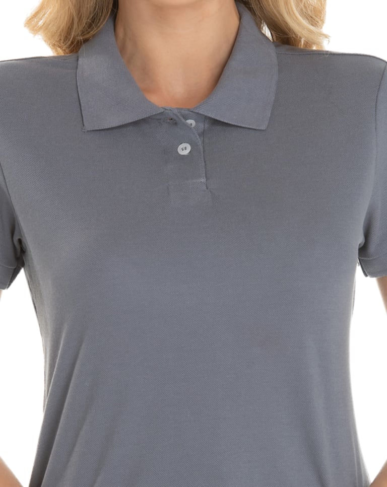 Camisa Polo Piquet Feminina Cinza Chumbo