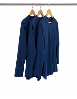 Kit 3 Camisetas Segunda Pele Manga Longa Feminina Azul Marinho UV 50+