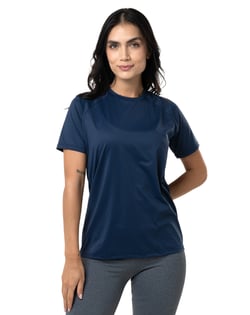 Camiseta Feminina Dry Poliamida Raglan Azul Marinho
