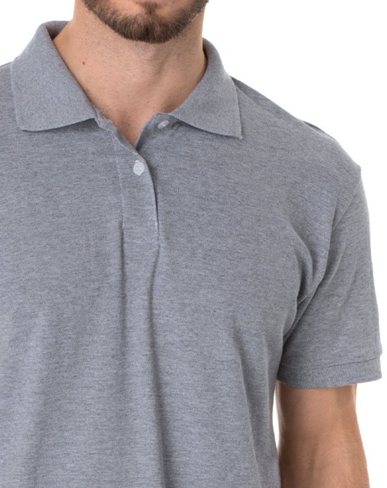 Camisa Polo Piquet Masculina Cinza Mescla