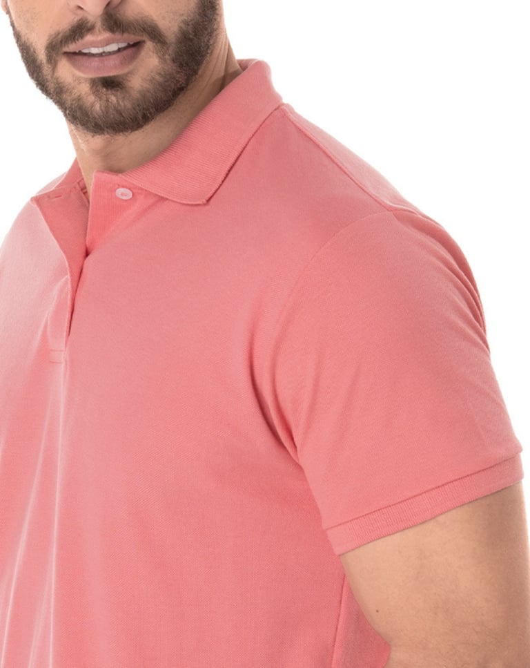 Camisa Polo Piquet Masculina Salmão