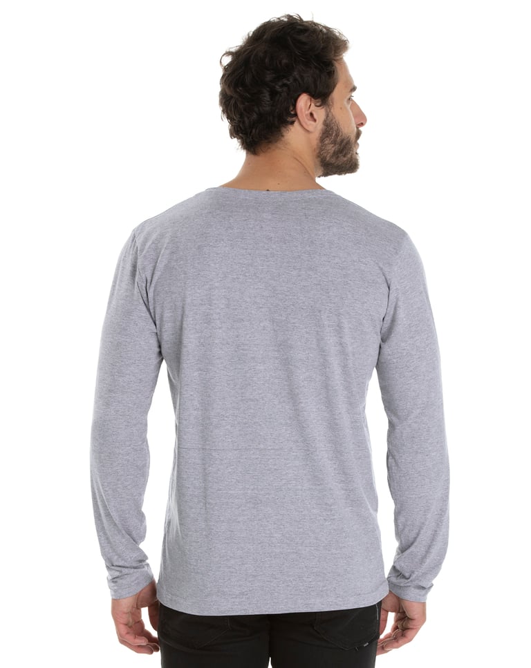 Camiseta Manga Longa de Algodão Premium Cinza Mescla