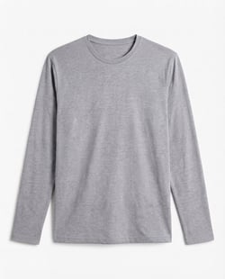 Camiseta Manga Longa de Algodão Premium Cinza Mescla