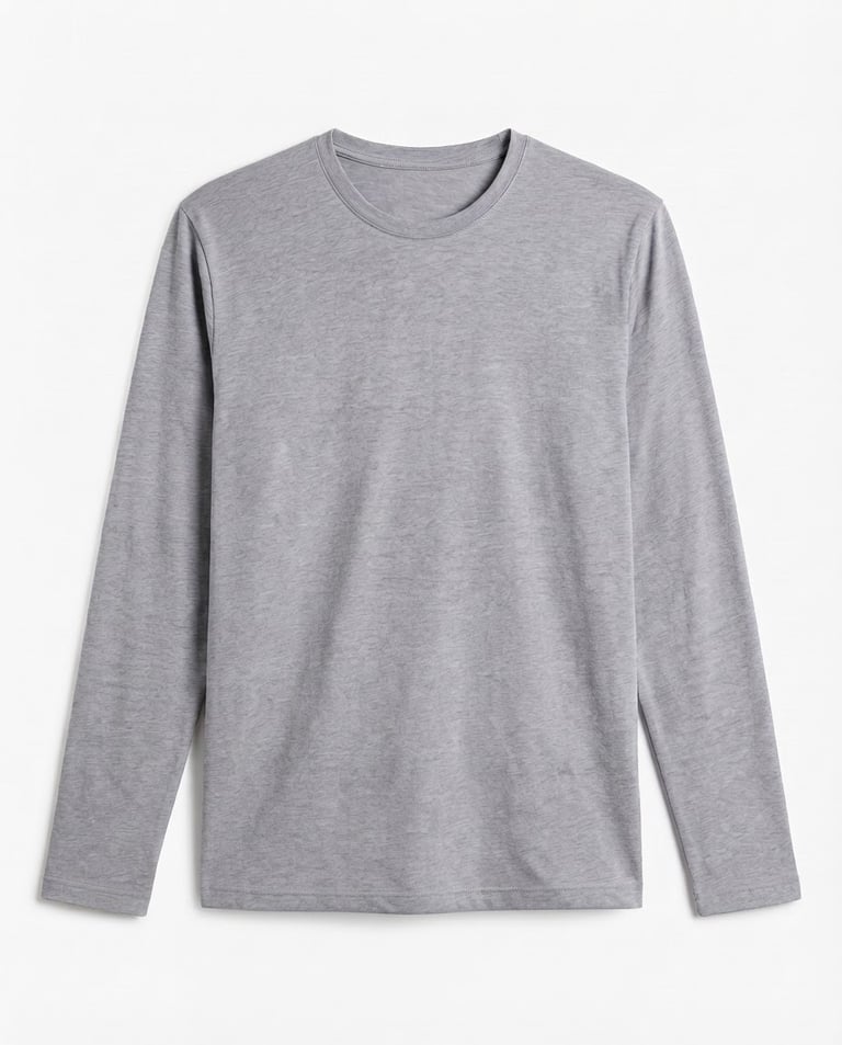 Camiseta Manga Longa de Algodão Premium Cinza Mescla