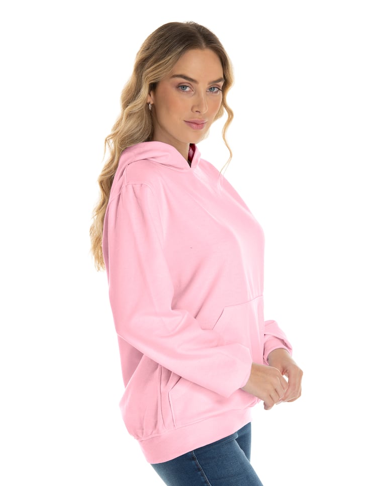 Moletom Canguru com Capuz Feminino Rosa Claro