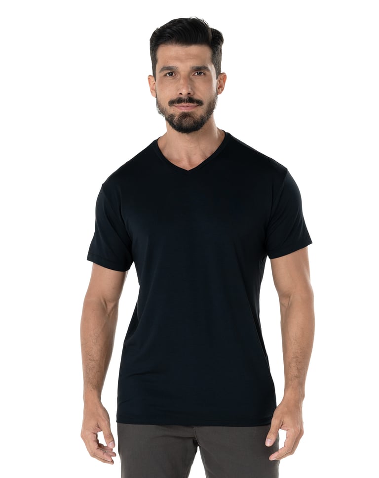 Camiseta Tech Modal Gola V Masculina Preta