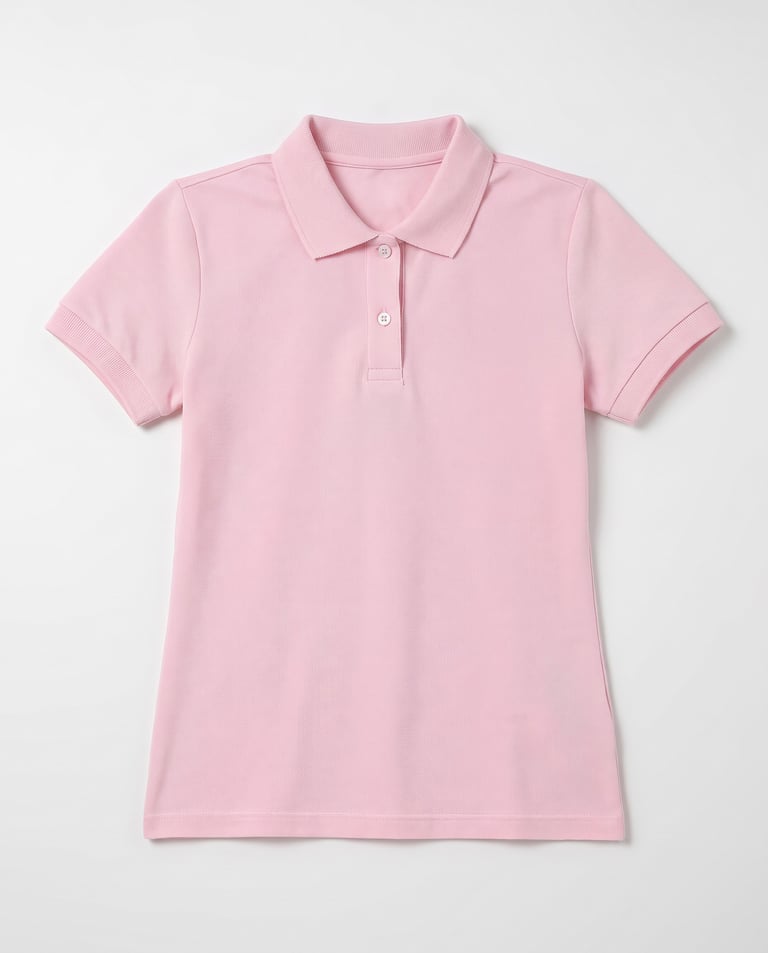 Camisa Polo Piquet Feminina Rosa Claro