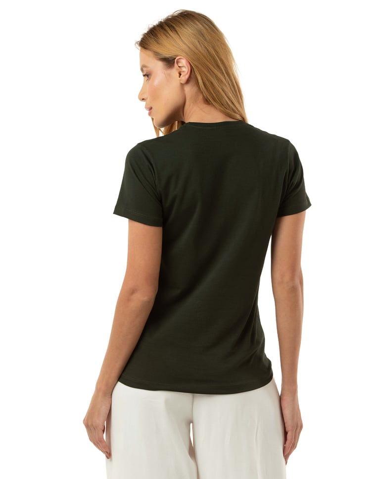 Camiseta de Algodão Egípcio Feminina Verde Musgo