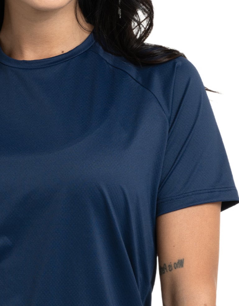 Camiseta Feminina Dry Poliamida Raglan Azul Marinho