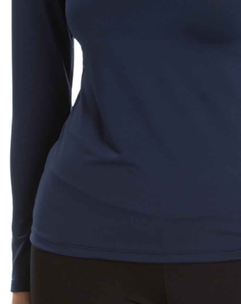 Camiseta Segunda Pele Manga Longa Feminina Azul Marinho UV 50+