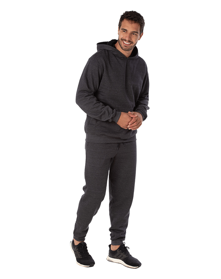 Conjunto Moletom Masculino com Capuz Preto Mescla