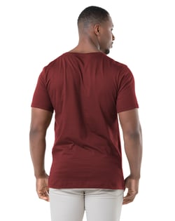 Camiseta Gola V de Algodão Premium Bordô