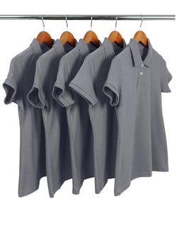KIT 5 Camisas Polo Piquet Feminina Cinza Chumbo