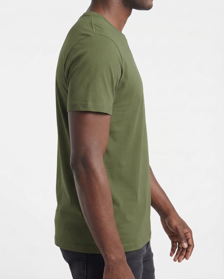 Camiseta de Algodão Premium Verde Militar