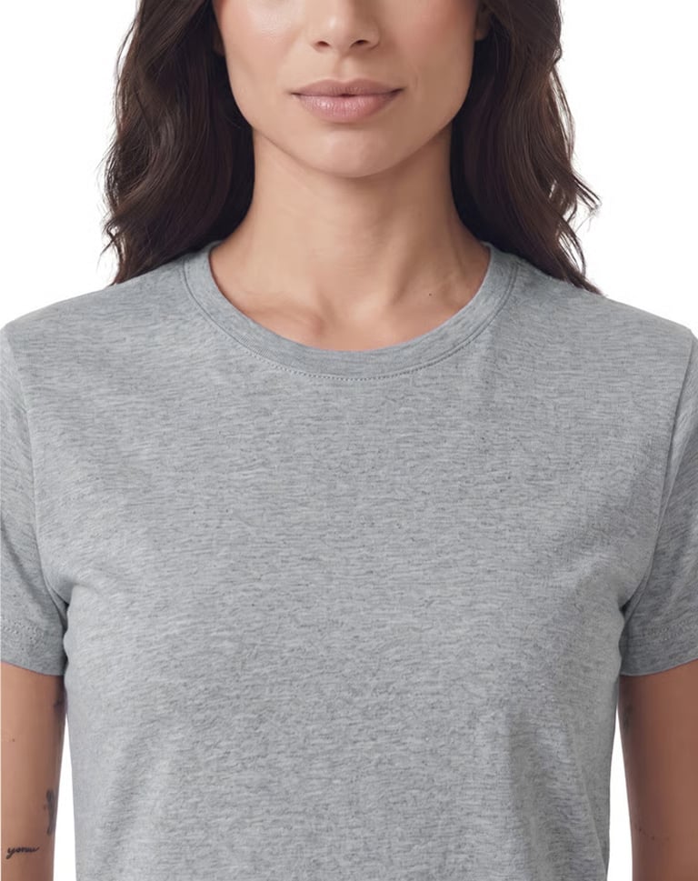 Baby Look de Algodão Premium Cinza Mescla