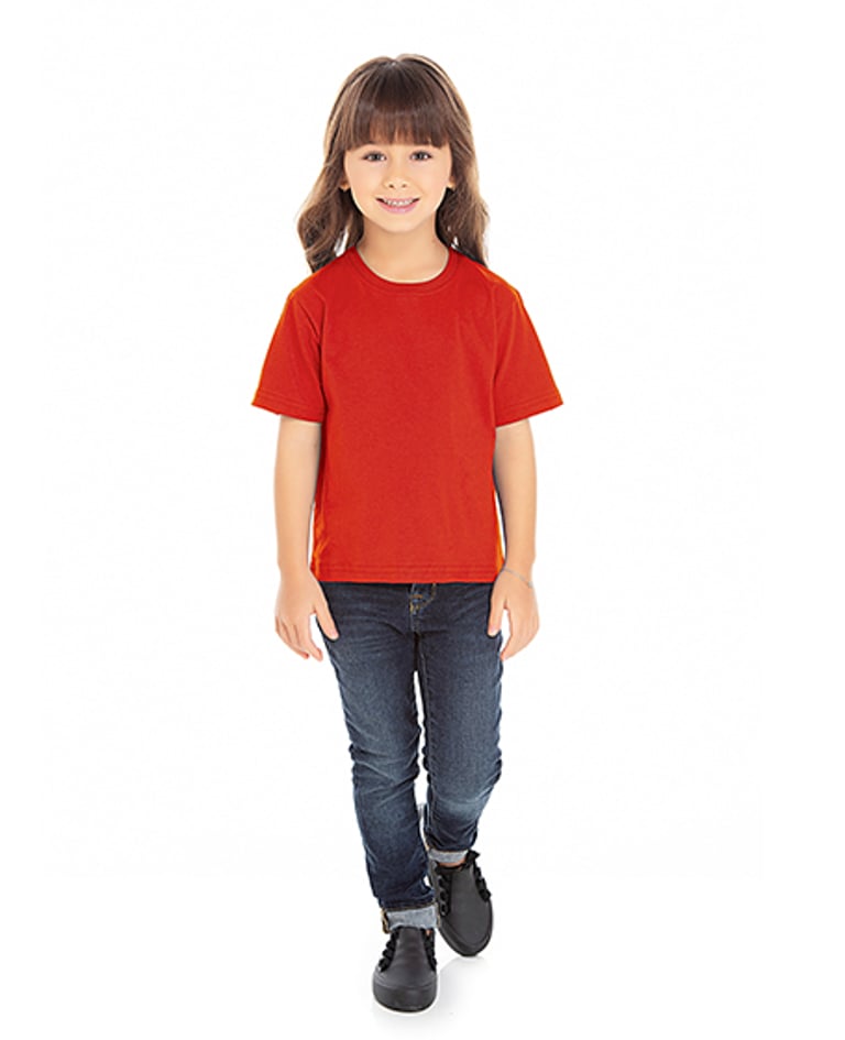 Camiseta Infantil de Algodão Penteado Vermelha