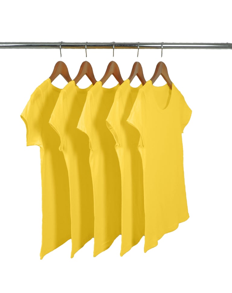 Kit 5 Baby Look PV / Malha Fria Amarelo Canário