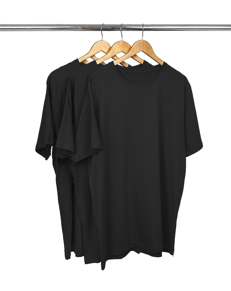 Kit 3 Camisetas Masculinas Plus Size De Algodão Pretas